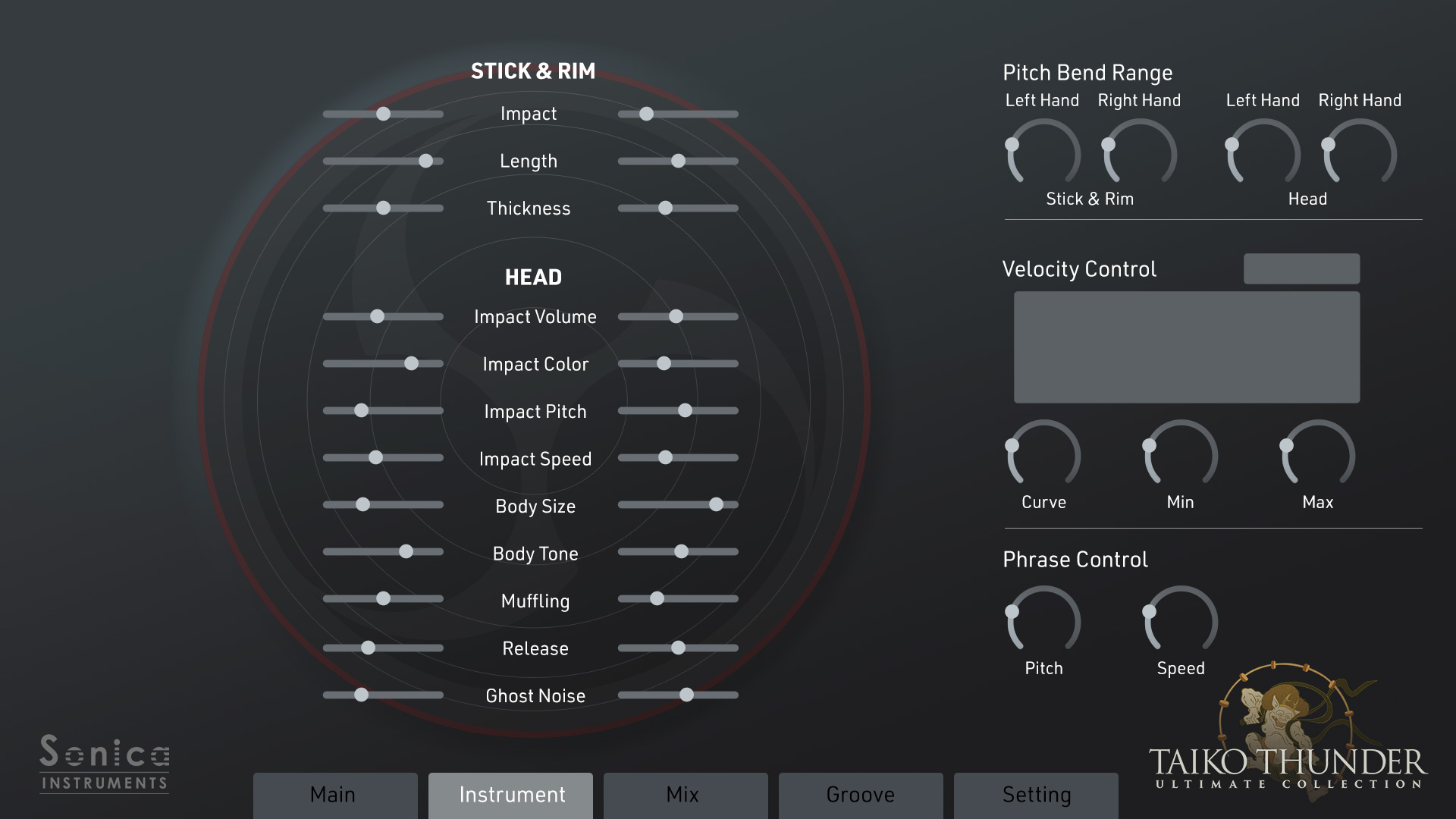 Thanks to our proprietary modelling technology, you can customize the sound and behavior of each instrument. The pitch, resonance, and many other parameters can be manipulated in any way you like.