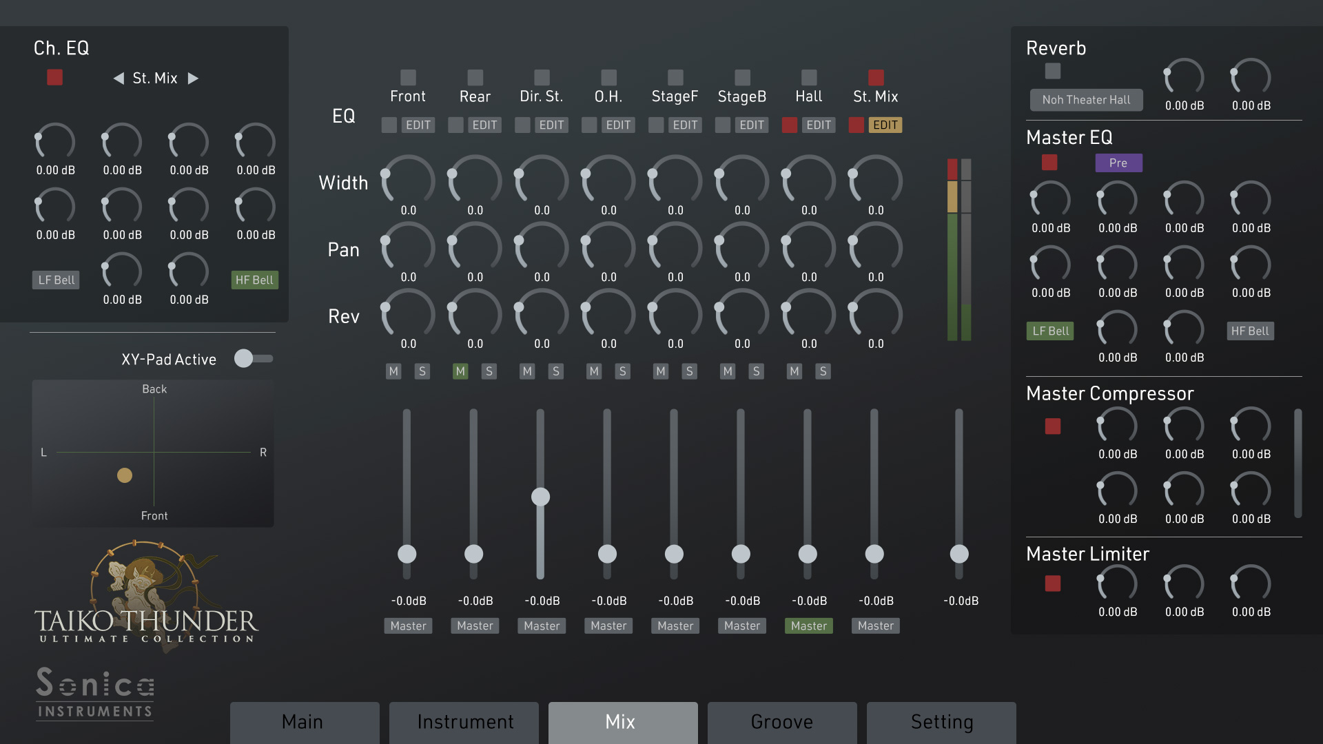 The samples were recorded with a total of eight microphone channels, ranging from direct mics to room mics. For total control over each instrument’s sonic signature, each channel has its own EQ settings along with EQ, compressor, and limiter settings for the Master channel.